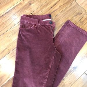 Banana Republic velour corduroy skinny pants slacks maroon rust brown co…